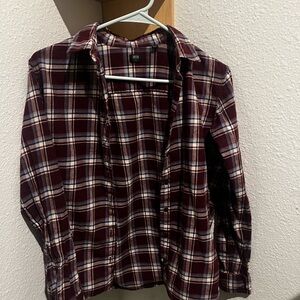 Plaid Maroon Flannel Shirt